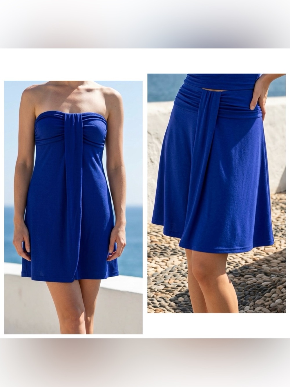 Hula Honey Women Y2K Sz M  Convertible Stretch Skirt/Dress Royal Blue NWT